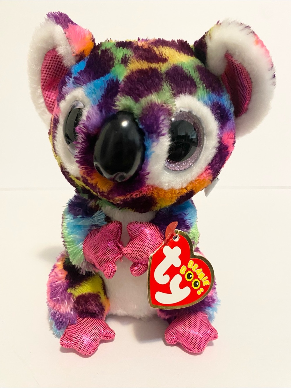 Ty Beanie Boos Scout Koala Plush Rainbow Cheetah Print Stuffed Animal 6” Toy